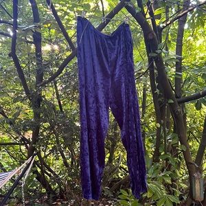 Blue crushed velvet 90’s-vintage high-waist plus-size pants